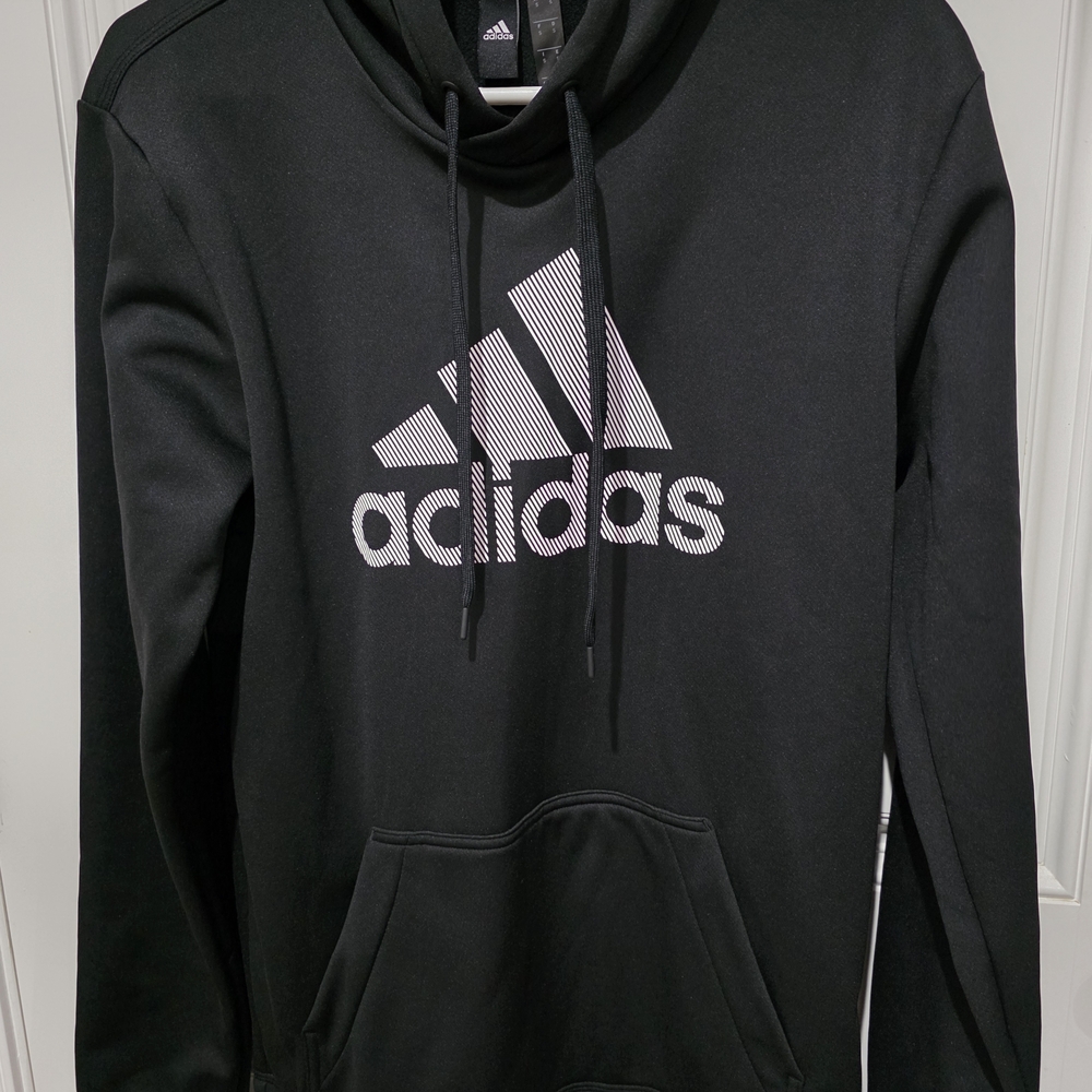 Adidas Men's Black Hoodie with White Logo